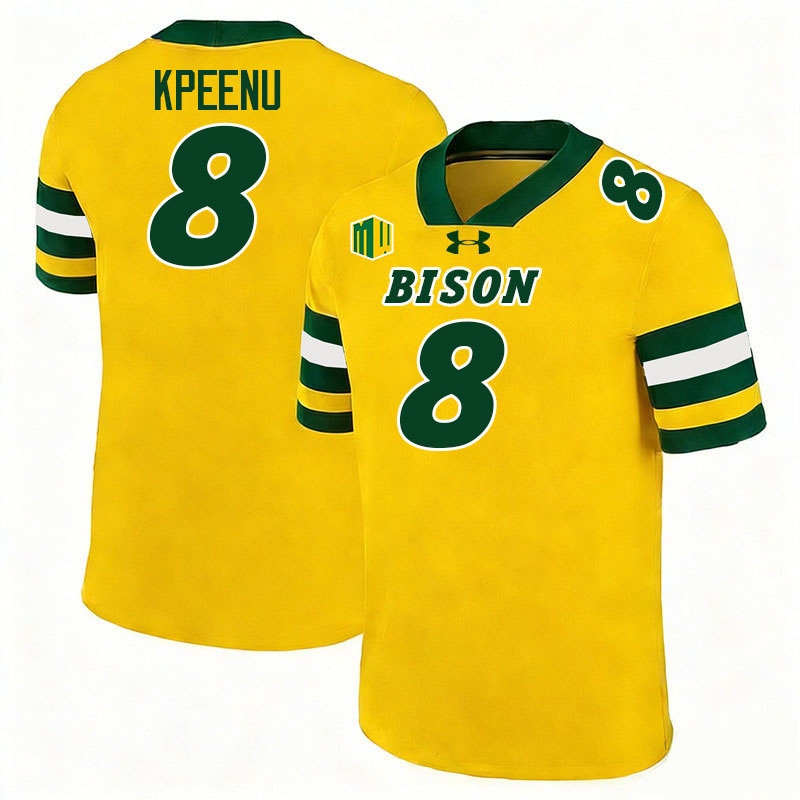 North Dakota State Bison #8 Barika Kpeenu College Football Jerseys,Uniforms-Gold